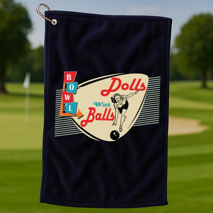 Womens Dolls With Balls Vintage Retro Matching Bowling Team Golf Towel