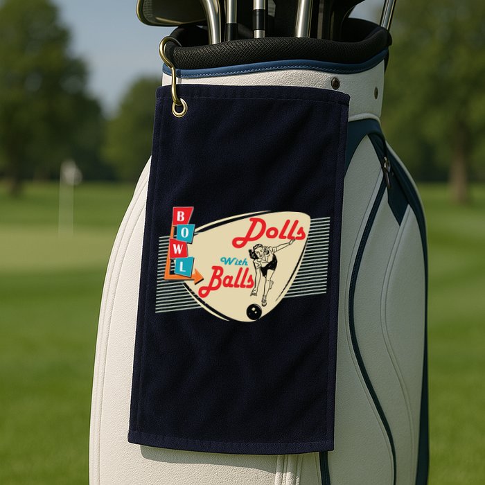 Womens Dolls With Balls Vintage Retro Matching Bowling Team Golf Towel