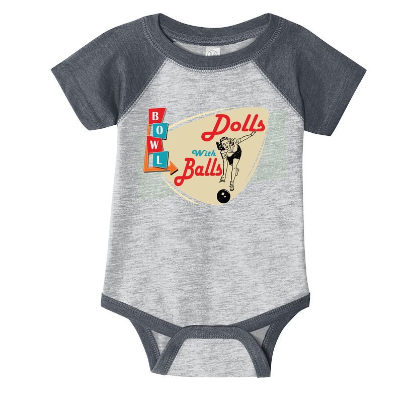 Womens Dolls With Balls Vintage Retro Matching Bowling Team Infant Baby Jersey Bodysuit