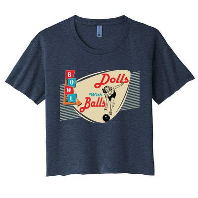 Womens Dolls With Balls Vintage Retro Matching Bowling Team Crop Top