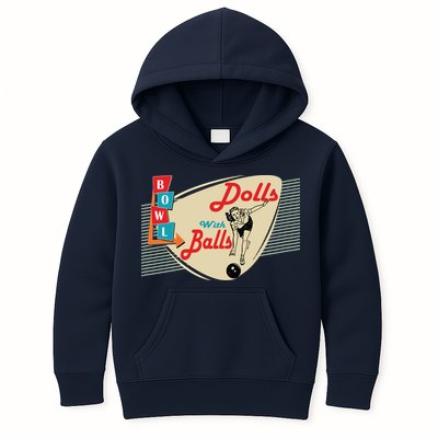 Womens Dolls With Balls Vintage Retro Matching Bowling Team Kids Hoodie