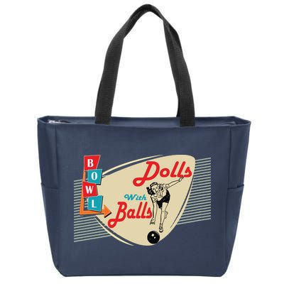 Womens Dolls With Balls Vintage Retro Matching Bowling Team Zip Tote Bag