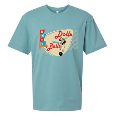 Womens Dolls With Balls Vintage Retro Matching Bowling Team Sueded Cloud Jersey T-Shirt