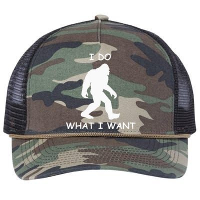 Will Do What I Want Bigfoot Funny Bigfoot Sasquatch Lover Retro Rope Trucker Hat Cap