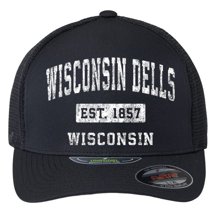 Wisconsin Dells Wisconsin Wi Vintage Established Sports Flexfit Unipanel Trucker Cap