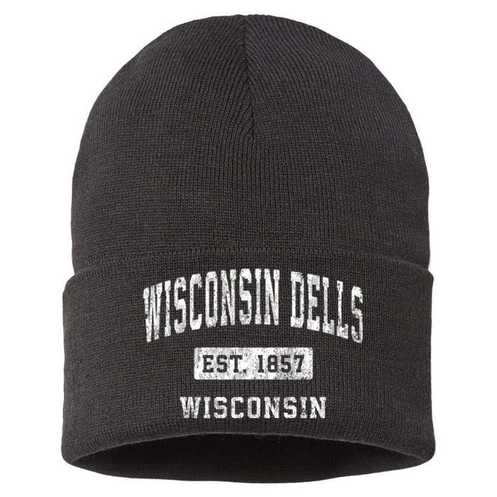 Wisconsin Dells Wisconsin Wi Vintage Established Sports Sustainable Knit Beanie