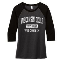 Wisconsin Dells Wisconsin Wi Vintage Established Sports Women's Tri-Blend 3/4-Sleeve Raglan Shirt