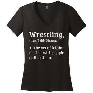 Wrestling Definition Wrestler Women's V-Neck T-Shirt