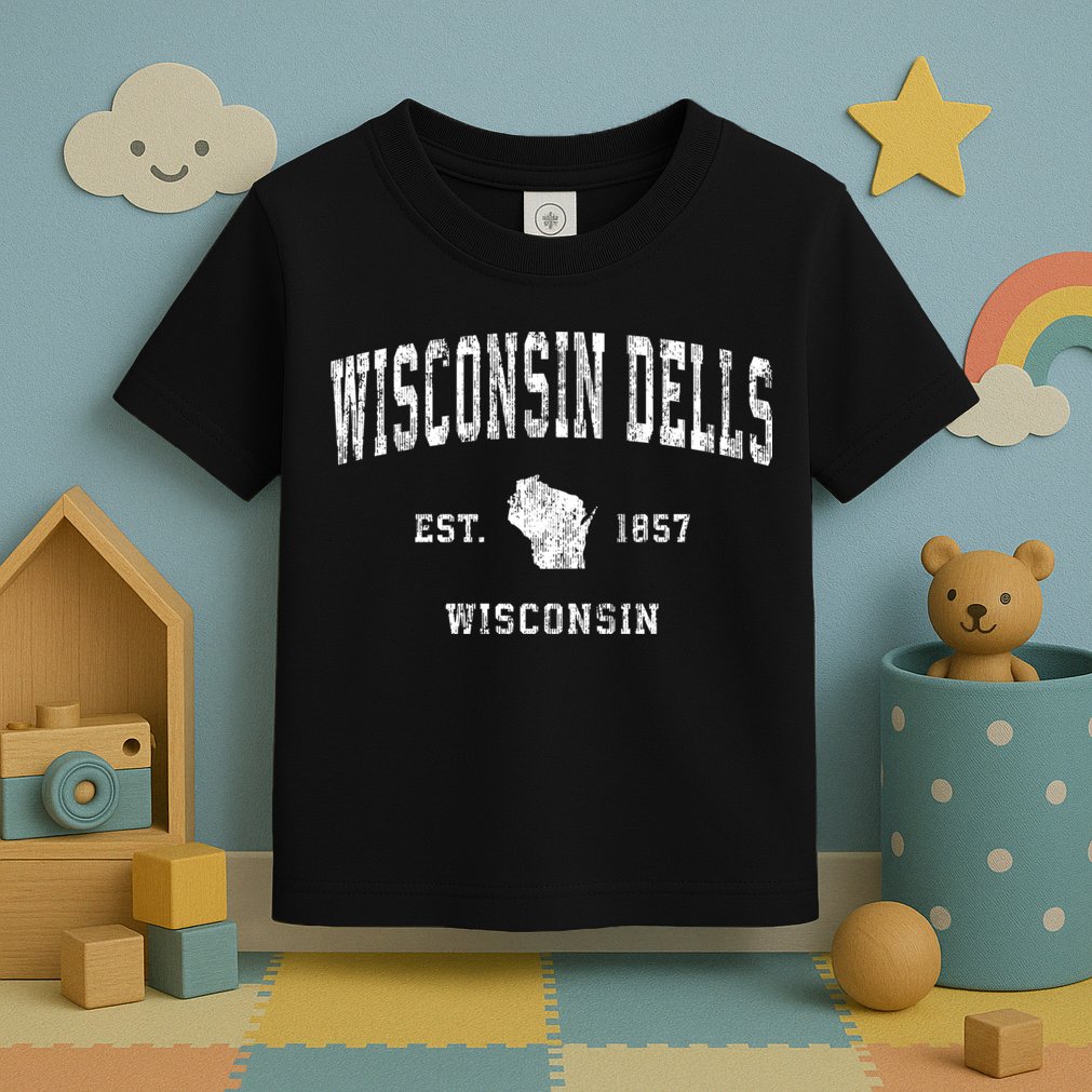 Wisconsin Dells Wisconsin Wi Vintage Athletic Sports Toddler T-Shirt