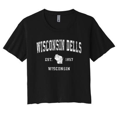 Wisconsin Dells Wisconsin Wi Vintage Athletic Sports Women's Crop Top Tee