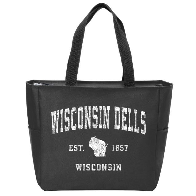 Wisconsin Dells Wisconsin Wi Vintage Athletic Sports Zip Tote Bag