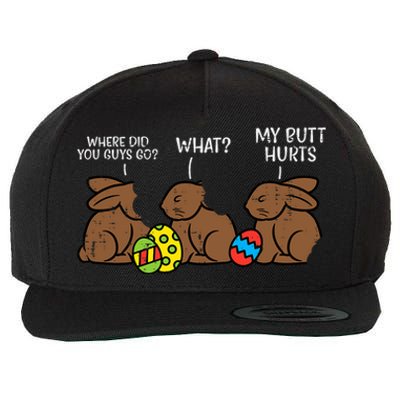 Where Did You Guys Go Chocolate Bunny Funny Easter Wool Snapback Cap