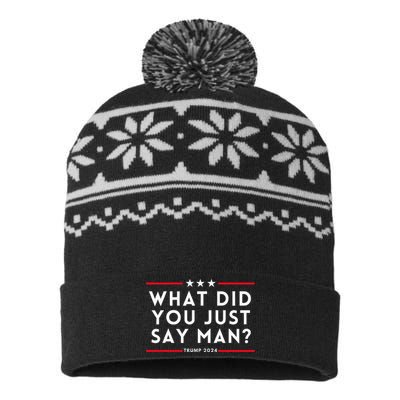 What Did You Just Say Man 2024 Election Presidential Debate USA-Made Snowflake Beanie