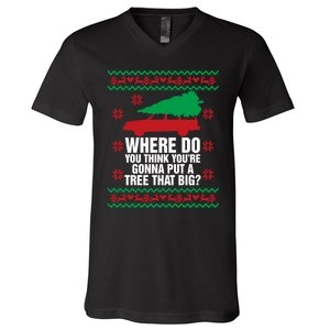 Where Do You Think YouRe Christmas Couple Matching Family V-Neck T-Shirt