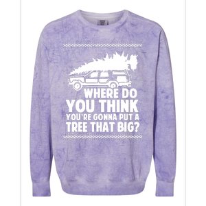 Where Do You Think Youre Gonna Put A Tree That Big Xmas Tree Colorblast Crewneck Sweatshirt