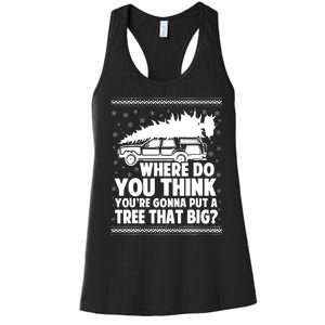 Where Do You Think Youre Gonna Put A Tree That Big Xmas Tree Women's Racerback Tank