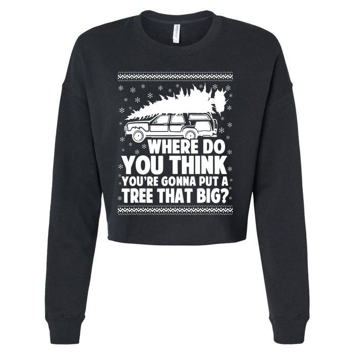 Where Do You Think Youre Gonna Put A Tree That Big Xmas Tree Cropped Pullover Crew