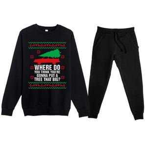 Where Do You Think YouRe Christmas Couple Matching Family Premium Crewneck Sweatsuit Set