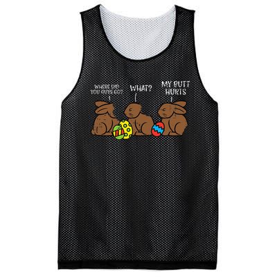 Where Did You Guys Go Chocolate Bunny Funny Easter Mesh Reversible Basketball Jersey Tank