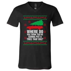 Where Do You Think You're Christmas Couple Matching Family  V-Neck T-Shirt