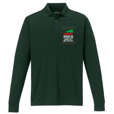 Where Do You Think You're Christmas Couple Matching Family  Performance Long Sleeve Polo