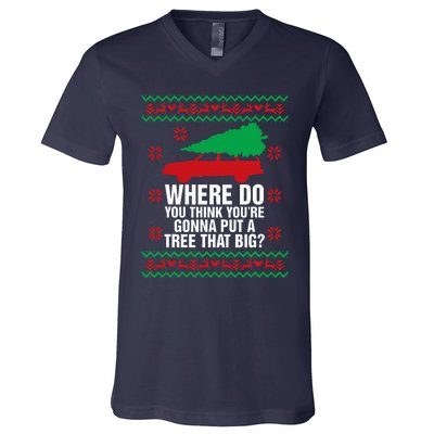 Where Do You Think You're Christmas Couple Matching Family  V-Neck T-Shirt