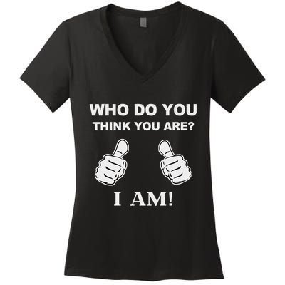 Who Do You Think You Are I Am Viral Funny Bowling Meme Women's V-Neck T-Shirt