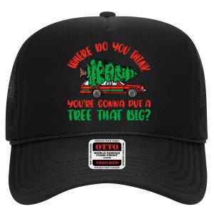 Where Do You Think Tree Matching Christmas Couples Pajamas High Crown Mesh Back Trucker Hat