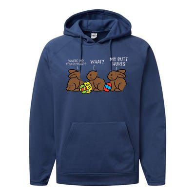 Where Did You Guys Go Chocolate Bunny Funny Easter Performance Fleece Hoodie