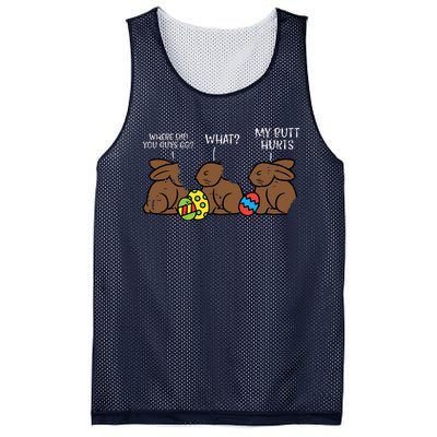 Where Did You Guys Go Chocolate Bunny Funny Easter Mesh Reversible Basketball Jersey Tank