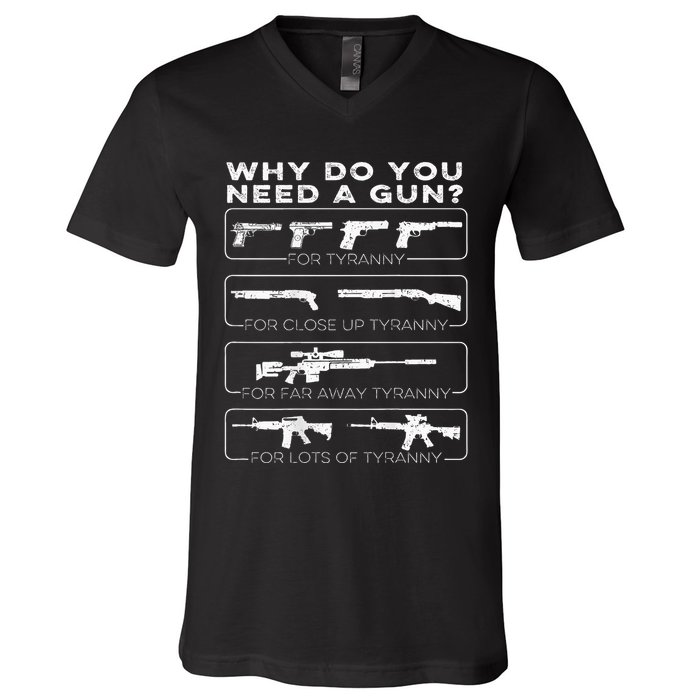 Why Do You Need A Gun For Tyranny V-Neck T-Shirt