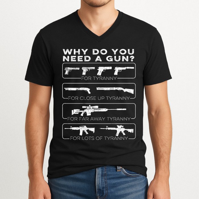 Why Do You Need A Gun For Tyranny V-Neck T-Shirt