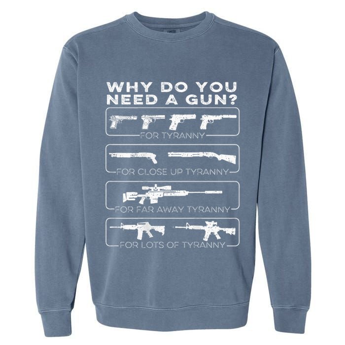 Why Do You Need A Gun For Tyranny Garment-Dyed Sweatshirt