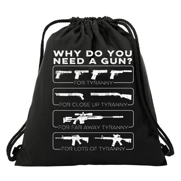 why do you need a gun for tyranny Drawstring Bag
