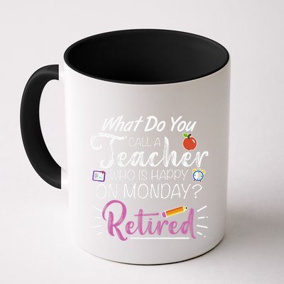 What Do You Call A Teacher Who Is Happy On Monday Retired Mug