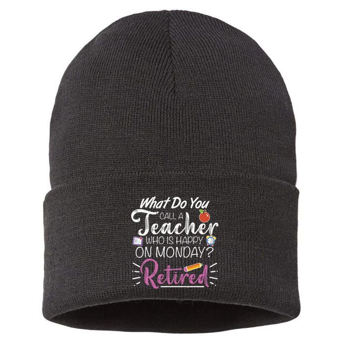 What Do You Call A Teacher Who Is Happy On Monday Retired Sustainable Knit Beanie