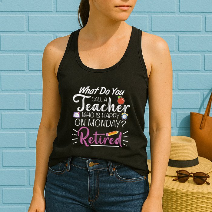 What Do You Call A Teacher Who Is Happy On Monday Retired Womens Tank Top