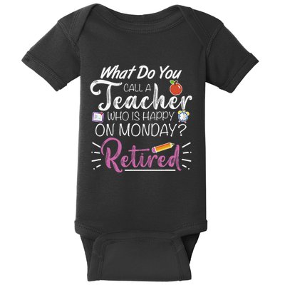 What Do You Call A Teacher Who Is Happy On Monday Retired Baby Bodysuit