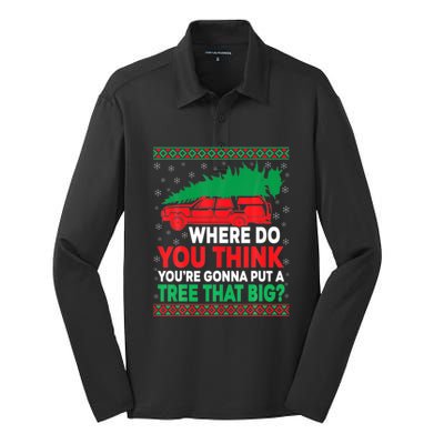 Where Do You Think You're Gonna Put A Tree That Big Silk Touch Performance Long Sleeve Polo