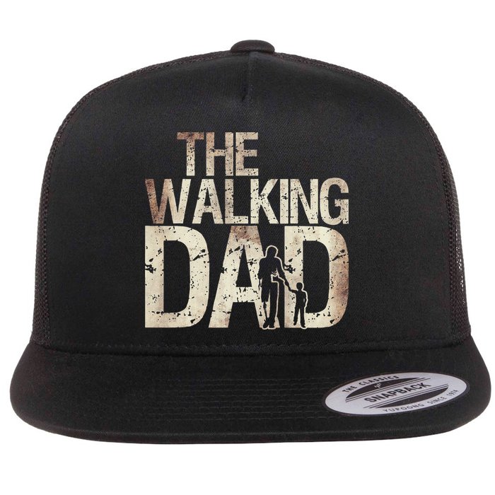 Walking Dad Zombie Man And Fathers Day Apocalypse Flat Bill Trucker Hat