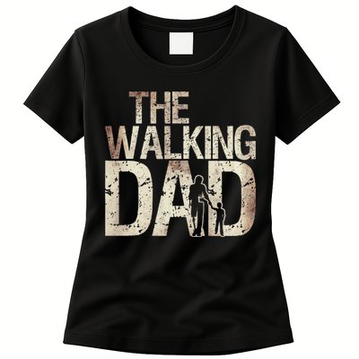 Walking Dad Zombie Man And Fathers Day Apocalypse Womens T-Shirt