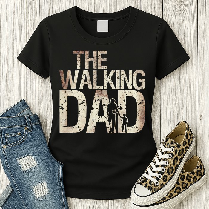 Walking Dad Zombie Man And Fathers Day Apocalypse Womens T-Shirt