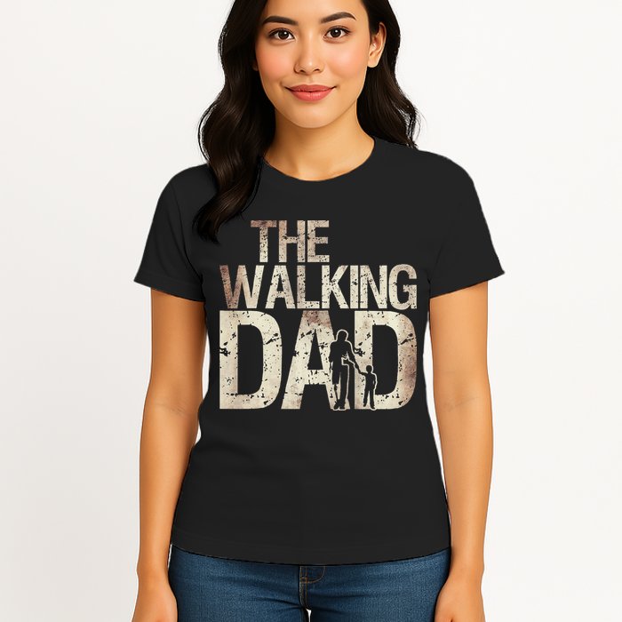 Walking Dad Zombie Man And Fathers Day Apocalypse Womens T-Shirt