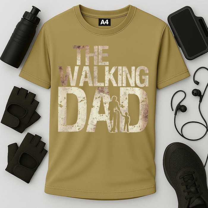 Walking Dad Zombie Man And Fathers Day Apocalypse Cooling Performance Crew T-Shirt