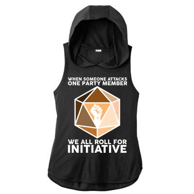 We All Roll For Initiative DnD Dice BLM Ladies PosiCharge Tri-Blend Wicking Draft Hoodie Tank