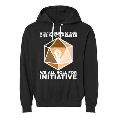 We All Roll For Initiative DnD Dice BLM Garment-Dyed Fleece Hoodie