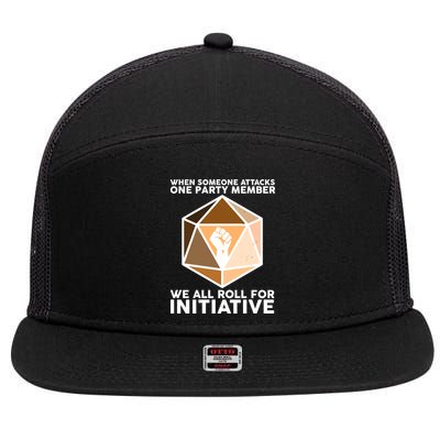 We All Roll For Initiative DnD Dice BLM 7 Panel Mesh Trucker Snapback Hat