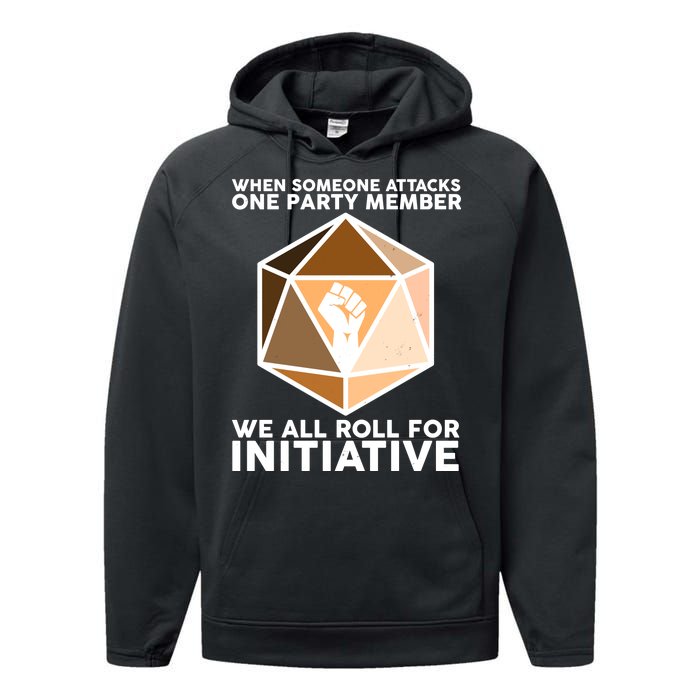 We All Roll For Initiative DnD Dice BLM Performance Fleece Hoodie