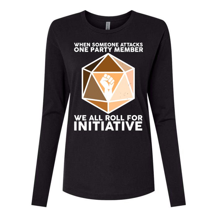 We All Roll For Initiative DnD Dice BLM Womens Cotton Relaxed Long Sleeve T-Shirt