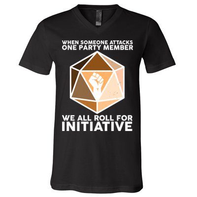 We All Roll For Initiative DnD Dice BLM V-Neck T-Shirt